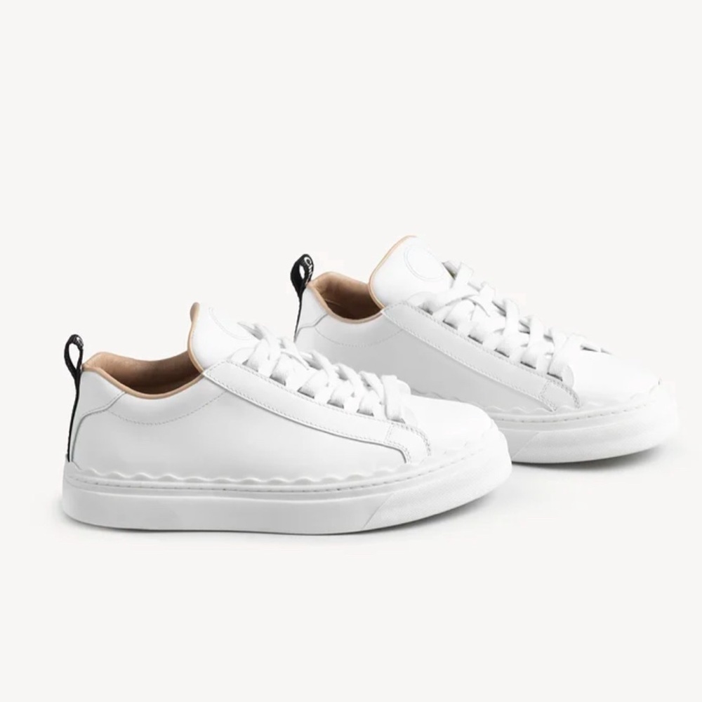 White Chloe Lauren Leather Sneakers